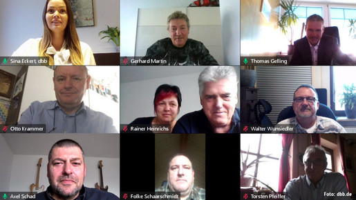 Online-Meeting der Verhandlungsrunde Screenshot der Videokonferenz
