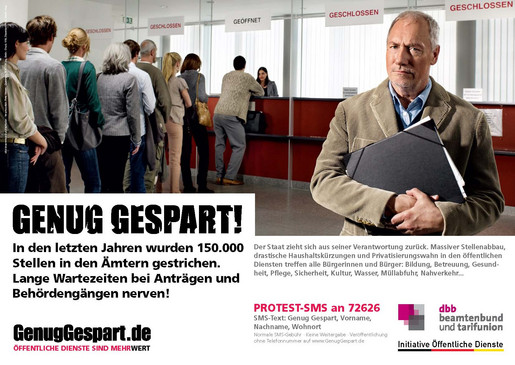 Plakatmotiv zur Kampagne "Genug Gespart"