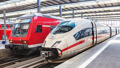Munich Hauptbahnhof (Central Station) in Munich, Germany in a beautiful summer day