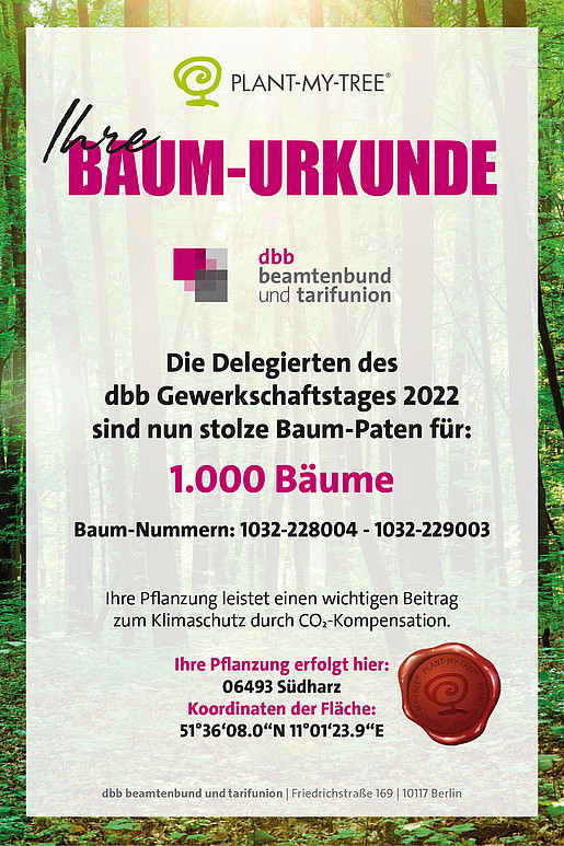 dbb pflanzt 1000 Bäume