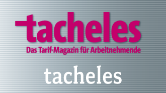 Ein Zeitschrift-Piktogramm mit dem Untertitel "tacheles"