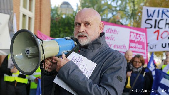 Volker Geyer auf dem Warnstreik in Hamburg Warnstreik in Hamburg