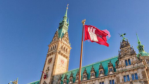 Das Bild zeigt das Rathaus in Hamburg.