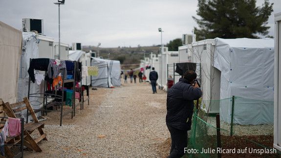 Camp von geflüchteten Menschen