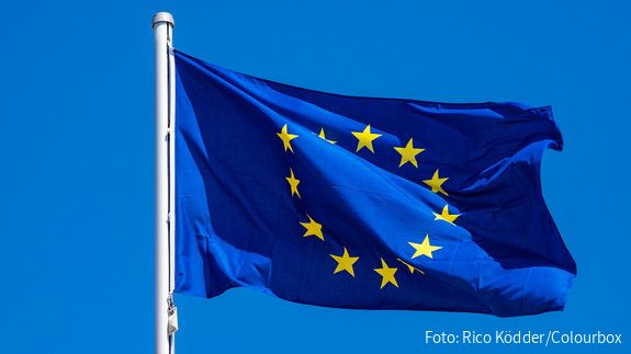 Die AG Europa informiert - Februar 2025 Das Foto zeigt eine Europaflagge, die im Wind flattert.