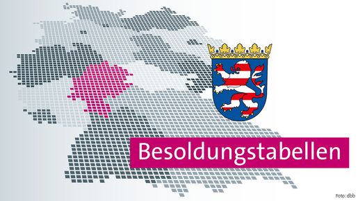 Das Banner zeigt eine Deutschlandkarte, das Wappen von Hessen und die Beschriftung "Besoldungstabellen".
