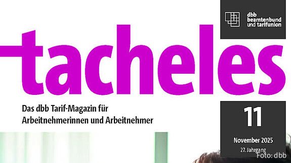 November-Ausgabe des Tarif-Magazins versandt Das Foto zeigt das Cover der November-Ausgabe des tacheles.